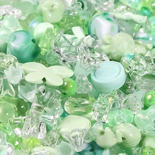 50 g/Packung, gemischte Stile, gemischte Farben, lose Acrylperlen für Armbänder, Halsketten, Schmuckherstellung, Zubehör, DIY, handgefertigtes Zubehör, gemischtes Grün, 50 g, Sonstiges von FVFIJH