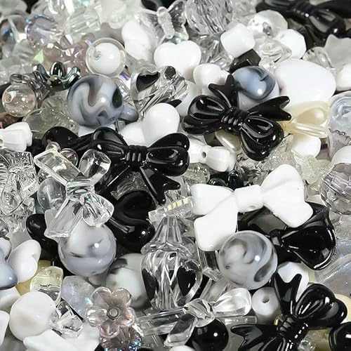 50 g/Packung, gemischte Stile, gemischte Farben, lose Acrylperlen für Armbänder, Halsketten, Schmuckherstellung, Zubehör, DIY, handgefertigtes Zubehör, gemischtes Schwarz, 50 g, Sonstiges von FVFIJH