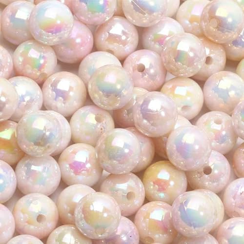 6/8/10/12/14/16 mm Naturperlen-Imitation, ABS-Perlen, Acryl-Abstandshalterperlen zur Schmuckherstellung, DIY-Armband, Halskettenzubehör, Rosa-Pink, 6 mm x 100 Stück von FVFIJH