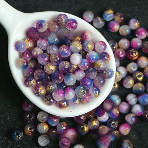 6 mm gebürstetes Katzenauge, zweifarbig, Goldfolie, runde Glasperlen, handgefertigt, DIY-Armband, Halskette, Zubehör, lose Perlen – MJ08 – 6 mm, 40 Stück von FVFIJH