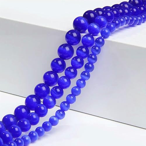 Großhandel 4/6/8/10/12 mm rosa weiß grün blau Katzenaugenperlen glatte runde Glasopal-Lose Perlen für DIY-Schmuckherstellung Zubehör-Dunkelblau-8 mm 45–48 Stück von FVFIJH