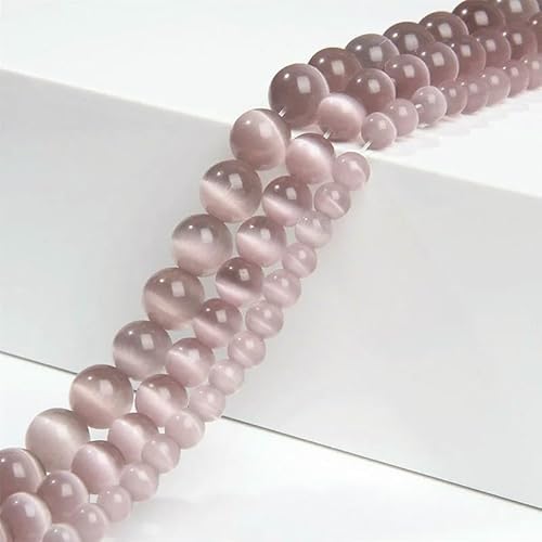 Großhandel 4/6/8/10/12 mm rosa weiß grün blau Katzenaugenperlen glatte runde Glasopal-Lose Perlen für DIY-Schmuckherstellung Zubehör-Grau-10 mm 35–38 Stück von FVFIJH