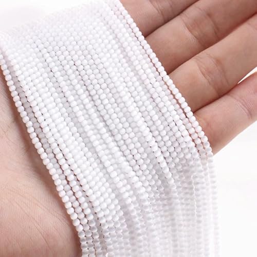 Großhandel 50 Stränge/Los runde Katzenaugen-Kristallperlen, 2 mm, grüne Glasperlen, lose Perlen für die Schmuckherstellung, DIY-Armband, Halskette, 10, Weiß, 2 mm (ca. 9000 Stück) von FVFIJH