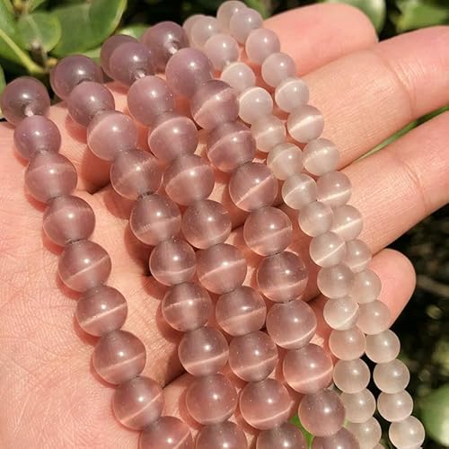 Großhandelsperlen aus weißem und rosa Katzenauge, runde Perlen, 4–12 mm, Mondstein, lose Opalperlen zum Selbermachen, 38,1 cm Strang, hellviolett, 4,0 mm, 91 Stück von FVFIJH