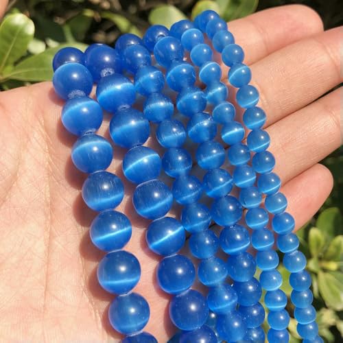 Großhandelsperlen aus weißem und rosa Katzenaugenstein, runde Perlen, 4–12 mm, Mondstein, lose Opalperlen zum Selbermachen, 38,1 cm Strang, blau, 4,0 mm, 91 Stück von FVFIJH