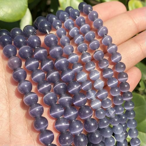 Großhandelsperlen aus weißem und rosa Katzenaugenstein, runde Perlen, 4–12 mm, Mondstein, lose Opalperlen zum Selbermachen, 38,1 cm Strang, lila, 10 mm, 36 Stück von FVFIJH