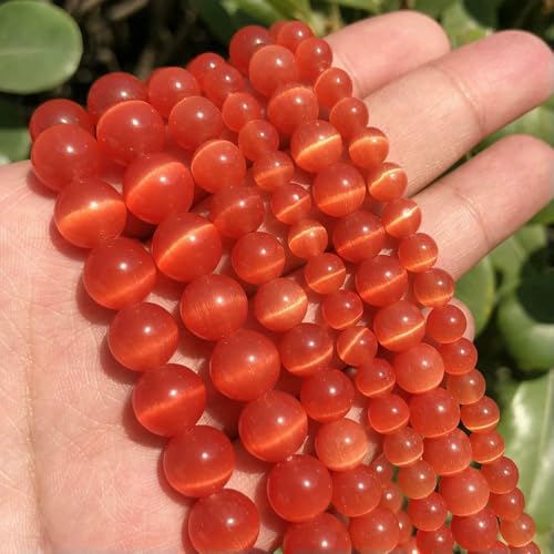 Großhandelsperlen aus weißem und rosa Katzenaugenstein, runde Perlen, 4–12 mm, Mondstein, lose Opalperlen zum Selbermachen, 38,1 cm Strang, rot, 12 mm, 30 Stück von FVFIJH