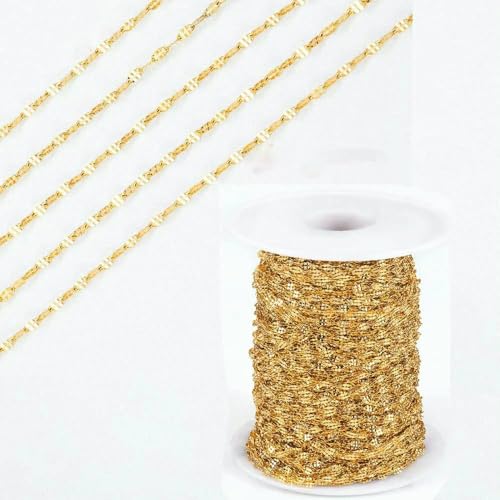 Kein Verblassen, 2 Meter Edelstahlketten für die Schmuckherstellung, DIY-Halsketten, Armbandzubehör, Goldkette, Lippenperlen, Perlenkette-P-Gold 2 x 4,0 mm Kein Verblassen, 2 Meter Edelstahlketten für die Schmuckherstellung, DIY-Halsketten, Armbandzubehör, Goldkette, Lippenperlen, Perlenkette-P-Gold 2 x 4,0 mm von FVFIJH