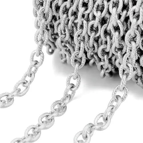 Meter, verblasst nicht, quadratische Gliederkette aus Edelstahl für DIY-Halsketten, Armbänder, Schmuckherstellung, Zubehör, 6,5 mm breite Kette, Stahl, 8 x 10 mm Meter, verblasst nicht, quadratische Gliederkette aus Edelstahl für DIY-Halsketten, Armbänder, Schmuckherstellung, Zubehör, 6,5 mm breite Kette, Stahl, 8 x 10 mm von FVFIJH