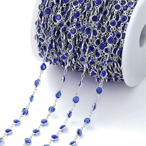 Meter 6 mm bunte Kristallperlen Perlenkette Glasperlen KC Gold Halskette Kette für DIY Schmuckherstellung Bastelzubehör-Lila-Rhodium_a von FVFIJH