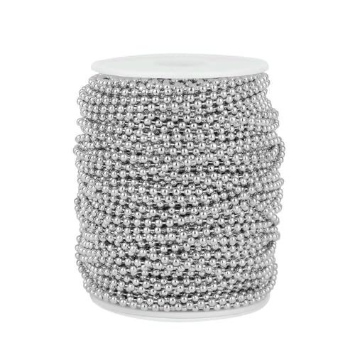 Meter Edelstahlperlen 1,5 mm/2 mm/2,5 mm/3,0 mm Kugelketten für Schlüsselanhänger, Schmuckherstellung, DIY-Halsketten, Armband-Beschläge - Stahlfarbe - Perlen 2 mm von FVFIJH