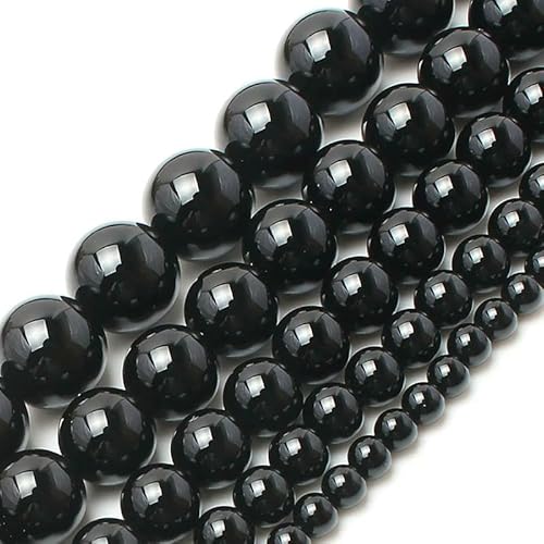 Natursteine, schwarze Achate, Hämatit, Katzenauge, lose Abstandshalter, runde Mineralperlen für die Schmuckherstellung, Handarbeiten, DIY-Armbänder, 15 Zoll, Achat, 10 mm, 36 Stück Perlen von FVFIJH