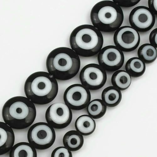 Natursteine, schwarze Achate, Hämatit, Katzenauge, lose Abstandshalter, runde Mineralperlen für die Schmuckherstellung, Handarbeiten, DIY-Armbänder, 15 Zoll, Augenkristall, 12 mm, 30 Stück P von FVFIJH