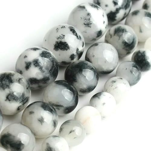 Natursteine, schwarze Achate, Hämatit, Katzenauge, lose Abstandshalter, runde Mineralperlen für die Schmuckherstellung, Handarbeiten, DIY-Armbänder, 15 Zoll, Jade, 8 mm, 46 Stück Perlen von FVFIJH