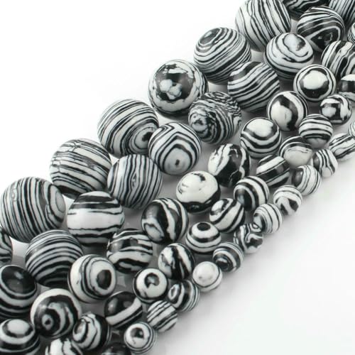 Natursteine, schwarze Achate, Hämatit, Katzenauge, lose Abstandshalter, runde Mineralperlen für die Schmuckherstellung, Handarbeiten, DIY-Armbänder, 15 Zoll, Malachit, 10 mm, 36 Stück Perlen von FVFIJH