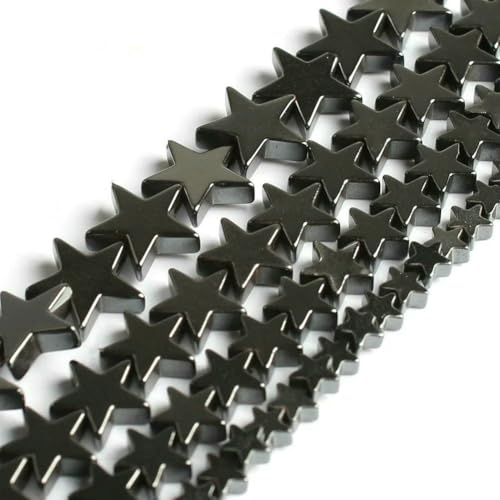 Natursteine, schwarze Achate, Hämatit, Katzenauge, lose Abstandshalter, runde Mineralperlen für die Schmuckherstellung, Handarbeiten, DIY-Armbänder, 15 Zoll, Stern-Hämatit, 10 mm, 36 Perlen von FVFIJH