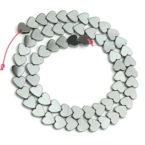 Natursteine, schwarze Achate, Hämatit, Katzenauge, lose Abstandshalter, runde Mineralperlen für die Schmuckherstellung, Handarbeiten, DIY-Armbänder, 15 Zoll – 01 Herz-Hämatit, 12 mm, 30 Stü von FVFIJH