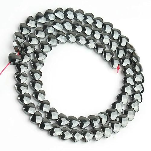 Natursteine, schwarze Achate, Hämatit, Katzenauge, lose Abstandshalter, runde Mineralperlen für die Schmuckherstellung, Handarbeiten, DIY-Armbänder, 15 Zoll – 02 Herz-Hämatit, 10 mm, 36 Stü von FVFIJH