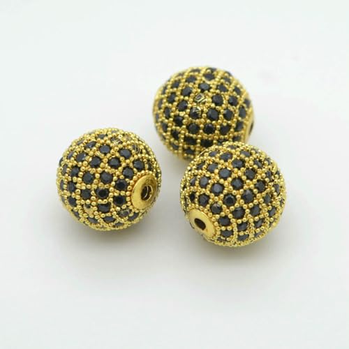 Perlen zur Schmuckherstellung, goldfarben, silberfarben, Zubehör, gepflasterte Zirkonia-Abstandsperlen, Perlenkette, DIY-Halskette, Armband, Kettenanhänger, YZZ115, Gold, 6 mm (3 Stück) von FVFIJH