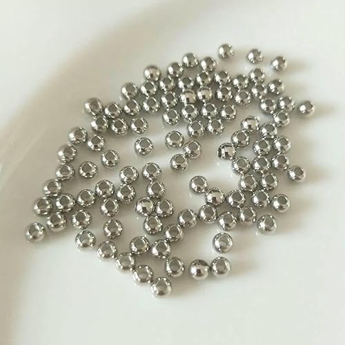 Schmuckherstellungszubehör, 2 mm – 6 mm, 14 Karat/18 Karat Echtgold, runde Abstandsperlen, Zubehör, DIY-Perlen, Schmuckherstellung, Beschläge – rhodiniert – 5 mm – 30 Stück von FVFIJH
