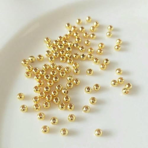 Schmuckherstellungszubehör, 2 mm – 6 mm, 14 Karat/18 Karat echt vergoldet, runde Abstandsperlen, Zubehör, DIY-Perlen, Schmuckherstellung, Beschläge – 18 Karat vergoldet – 4,0 mm – 50 Stü von FVFIJH
