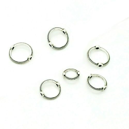 Überzug 18 Karat Gold 6 8 10 mm Mix Vintage Perlenring Abstandsperlen Kappe DIY Armband Perlen für Schmuckherstellung Zubehör Finden-Antik Silber-10 Stück 10 mm von FVFIJH