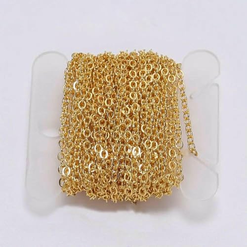 m/Los vergoldete/bronzebeschichtete Halskettenkette zur Schmuckherstellung, DIY-Halskettenketten, Materialien, handgefertigte Lieferungen, Gold, 1,5 mm x 5 m m/Los vergoldete/bronzebeschichtete Halskettenkette zur Schmuckherstellung, DIY-Halskettenketten, Materialien, handgefertigte Lieferungen, Gold, 1,5 mm x 5 m von FVFIJH
