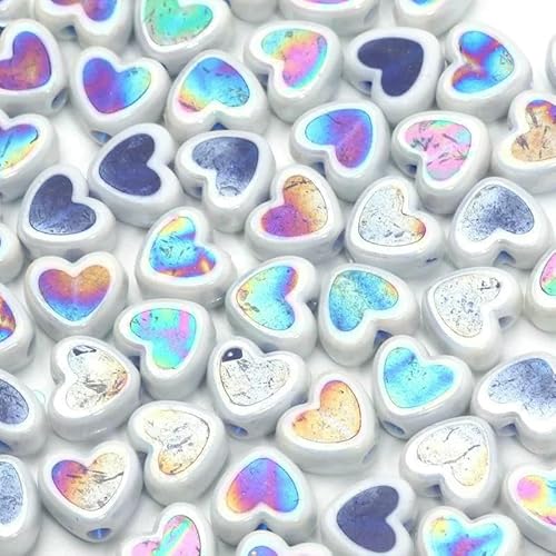 mm, 50 Stück, Farbverlauf, glänzende Perlen, Charms, Liebesherz, Acryl, zur Herstellung von Armbändern, Abstandsperlen für die Schmuckherstellung, DIY-Zubehör, Blau, 8 mm, 50 Stück von FVFIJH