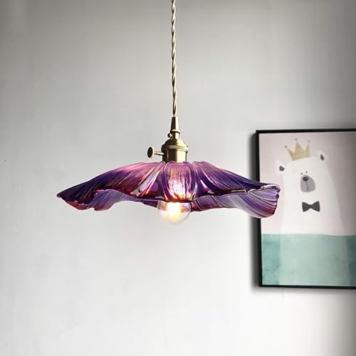FVPJUXSG Lila Glasanhänger Lampenschirm, Moderne Kücheninselleuchten 11,8in, Für Esszimmer Schlafzimmer Wohnzimmer Usw. Vorhandener Klarglasschatten (lila) von FVPJUXSG