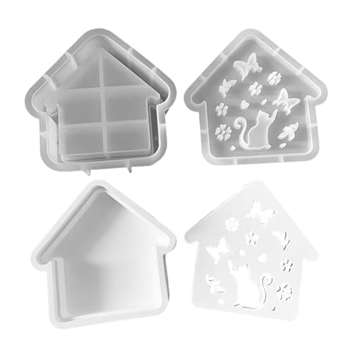 FVPKYUR Art House Silikonform - Katzenhaus Kerzen Gießform,Deko Niedliches Bastelwerkzeug Für Schreibtisch Halloween Kinderzimmer Wohnzimmer von FVPKYUR
