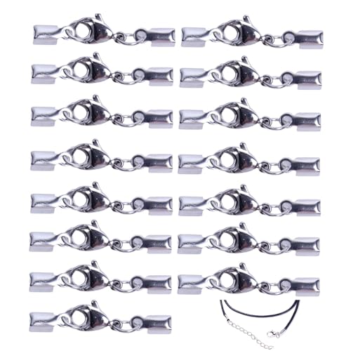15 Stück Armbandverschluss Edelstahl,Kettenverschluss Edelstahl Zum Basteln Lederband für DIY Ketten Schmuck von FVWBKBBE