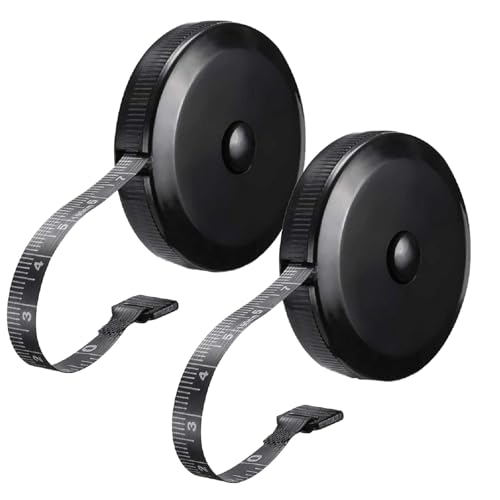 2 Stück Taschenmessband,Schneidermaßband Einziehbar 150 cm,beidseitige Skalen(Schwarz) von FVWBKBBE
