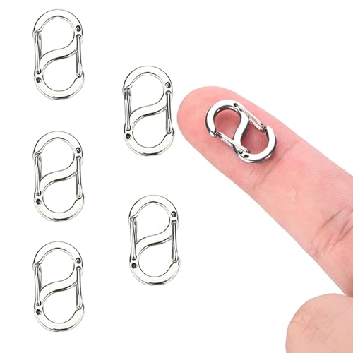5 Stück Karabinerverschluss mit Doppelter Öffnung,Edelstahl-Halsketten-Armbandverkürzer für Schultertasche Kette,Halskette,Armband von FVWBKBBE