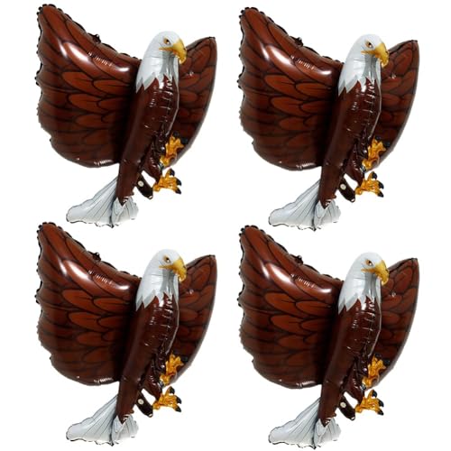 FWANGEN Groß Helium Foil Animal Ballon, 4 Stück Adler Luftballons, Braun, 83 * 66cm, Party, Kinder, Unisex-Kinder FWANGEN Groß Helium Foil Animal Ballon, 4 Stück Adler Luftballons, Braun, 83 * 66cm, Party, Kinder, Unisex-Kinder von FWANGEN