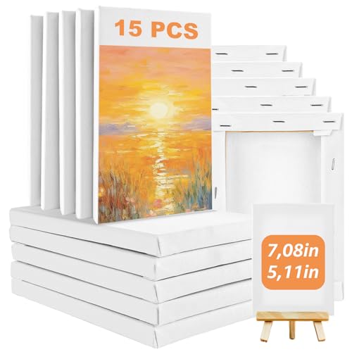FWEEK 15 Stück Kleine Leinwände Set, Leinwand mit Keilrahmen 13 x 18cm, 100% Baumwolle Leinwandbrett Künstler Keilrahmen für Acryl und Öl Malerei Sowie zum Skizzieren und Zeichnen FWEEK 15 Stück Kleine Leinwände Set, Leinwand mit Keilrahmen 13 x 18cm, 100% Baumwolle Leinwandbrett Künstler Keilrahmen für Acryl und Öl Malerei Sowie zum Skizzieren und Zeichnen von FWEEK