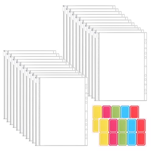 FWEEK 30 Stück A4 Binder Taschen, Transparente PVC Kunststoff Binder mit 11 Löchern und 3 Aufklebern für Dokumenten Organisation FWEEK 30 Stück A4 Binder Taschen, Transparente PVC Kunststoff Binder mit 11 Löchern und 3 Aufklebern für Dokumenten Organisation von FWEEK