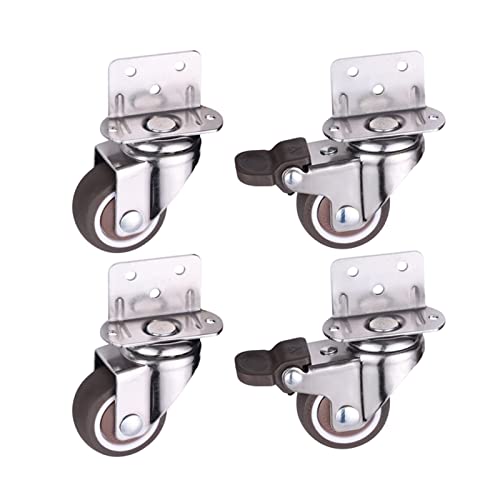 Möbelrollen Gummirad L-Typ Schwenkbare Stummbremse Caster Möbelbeschläge 4St(B,1.25 inch) von FWEUHMWP
