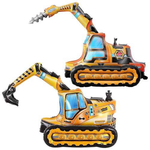 2 Stück Betonmischer Folienballon,XXL Baustelle Luftballon,4D Truck Luftballons,Luftballons Geburtstag Bagger,für Bagger Deko Kindergeburtstag Junge,Baustelle Geburtstag deko (B) von FWHFNB