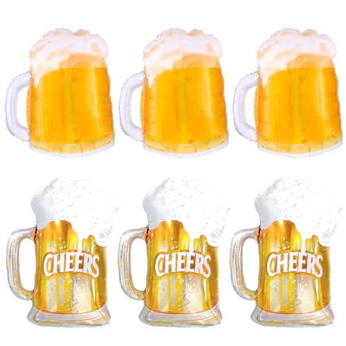 6 Stück Luftballons Bier,XXL Bier Folienballon,Riesen Bier Aluminium Folie Ballons,Oktoberfest Deko Ballon,für Oktoberfest Deko,Bar Party Deko (B) von FWHFNB
