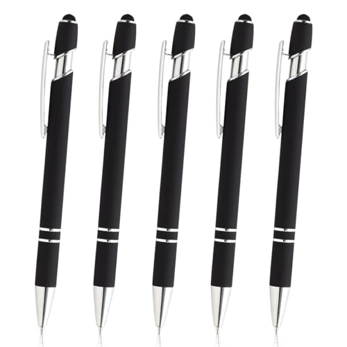 FWHFNB 5 Stück Hochwertig Ergonomische Kugelschreiber mit Touchpen,2 in 1 Kugelschreiber,Rutschfeste Griffzone Kugelschreiber,Metall Kugelschreiber Set,für Büro,Abschlussgeschenk (B) von FWHFNB