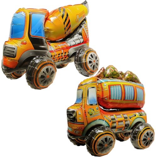 FWHFNB 2 Stück Betonmischer Folienballon,XXL Baustelle Luftballon,4D Truck Luftballons,Luftballons Geburtstag Bagger,für Bagger Deko Kindergeburtstag Junge,Baustelle Geburtstag deko (C) von FWHFNB