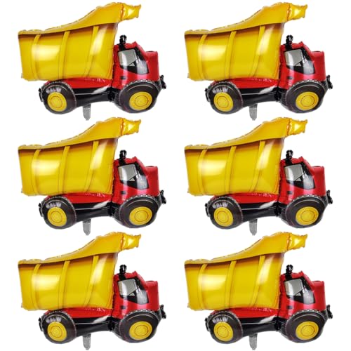 FWHFNB 6 Stück Baustelle Luftballons,XXL Dump Truck Ballon,Groß Dump Truck Folienballon,Luftballons Geburtstag Bagger,für Bagger Deko Kindergeburtstag Junge,Baustelle Geburtstag deko (A) von FWHFNB