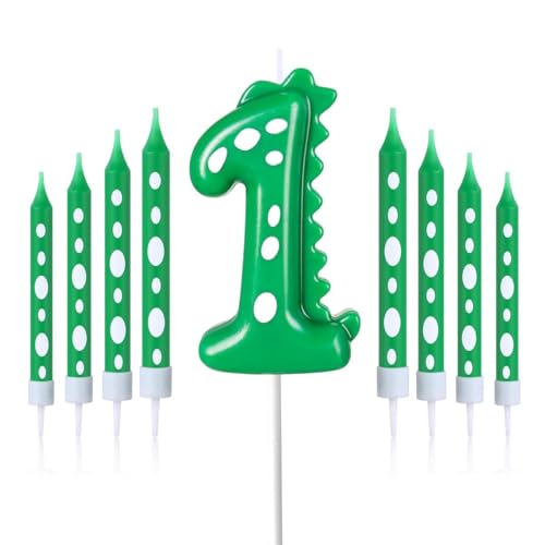 Geburtstagskerzen Zahlen 1,Dinosaurier Kerzen Geburtstag,mit 8 Stück Lange Geburtstagskerze,Geburtstagskerzen für Torte,Dinosaurier Thema Party Kerzen für Jungen Mädchen (Dinosaurier, 1) von FWHFNB