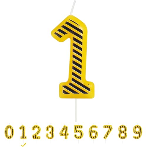 Geburtstagskerzen Zahlen 1,Konstruktion Geburtstag Kerze,Baustellen Kerzen Geburtstag,Geburtstagskuchen Topper,Baustellen Thema Party Kerzen für Jungen Mädchen (Baustellen, 1) von FWHFNB