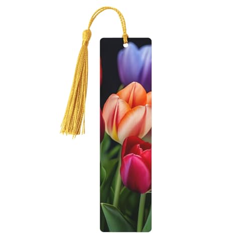 Blumen-Lesezeichen-Ornament, Lesezeichen aus Holz mit Quaste, Lesezeichen für Buchliebhaber, Seitenmarker, Lesegeschenke für Frauen und Männer, handgefertigtes Lesezeichen-Etikett aus Holz von FWJZDSP