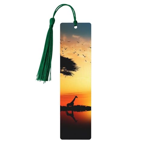 Lesezeichen-Ornament „Giraffe Sonnenuntergang“, Lesezeichen aus Holz mit Quaste, Lesezeichen für Buchliebhaber, Seitenmarker, Lesegeschenke für Frauen und Männer, handgefertigtes Lesezeichen-Etikett Lesezeichen-Ornament „Giraffe Sonnenuntergang“, Lesezeichen aus Holz mit Quaste, Lesezeichen für Buchliebhaber, Seitenmarker, Lesegeschenke für Frauen und Männer, handgefertigtes Lesezeichen-Etikett von FWJZDSP