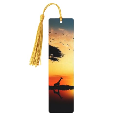 Lesezeichen-Ornament „Giraffe Sonnenuntergang“, Lesezeichen aus Holz mit Quaste, Lesezeichen für Buchliebhaber, Seitenmarker, Lesegeschenke für Frauen und Männer, handgefertigtes Lesezeichen-Etikett Lesezeichen-Ornament „Giraffe Sonnenuntergang“, Lesezeichen aus Holz mit Quaste, Lesezeichen für Buchliebhaber, Seitenmarker, Lesegeschenke für Frauen und Männer, handgefertigtes Lesezeichen-Etikett von FWJZDSP