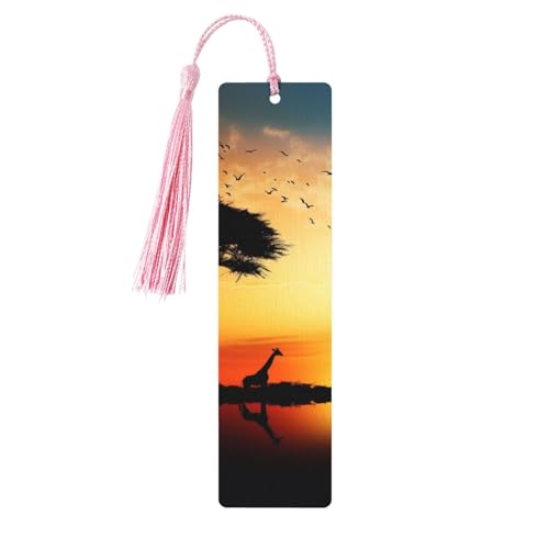 Lesezeichen-Ornament „Giraffe Sonnenuntergang“, Lesezeichen aus Holz mit Quaste, Lesezeichen für Buchliebhaber, Seitenmarker, Lesegeschenke für Frauen und Männer, handgefertigtes Lesezeichen-Etikett Lesezeichen-Ornament „Giraffe Sonnenuntergang“, Lesezeichen aus Holz mit Quaste, Lesezeichen für Buchliebhaber, Seitenmarker, Lesegeschenke für Frauen und Männer, handgefertigtes Lesezeichen-Etikett von FWJZDSP