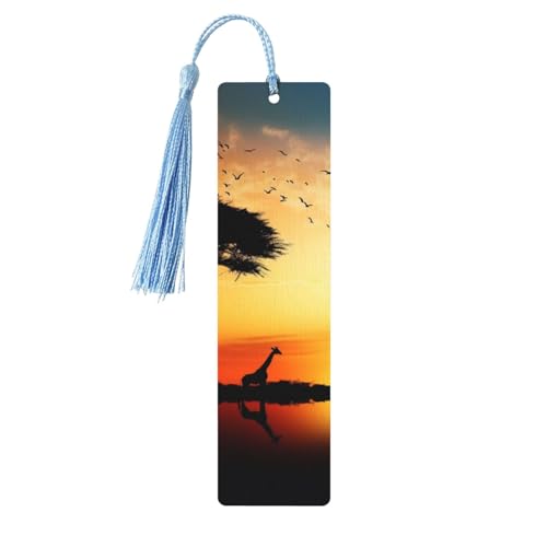Lesezeichen-Ornament „Giraffe Sonnenuntergang“, Lesezeichen aus Holz mit Quaste, Lesezeichen für Buchliebhaber, Seitenmarker, Lesegeschenke für Frauen und Männer, handgefertigtes Lesezeichen-Etikett Lesezeichen-Ornament „Giraffe Sonnenuntergang“, Lesezeichen aus Holz mit Quaste, Lesezeichen für Buchliebhaber, Seitenmarker, Lesegeschenke für Frauen und Männer, handgefertigtes Lesezeichen-Etikett von FWJZDSP