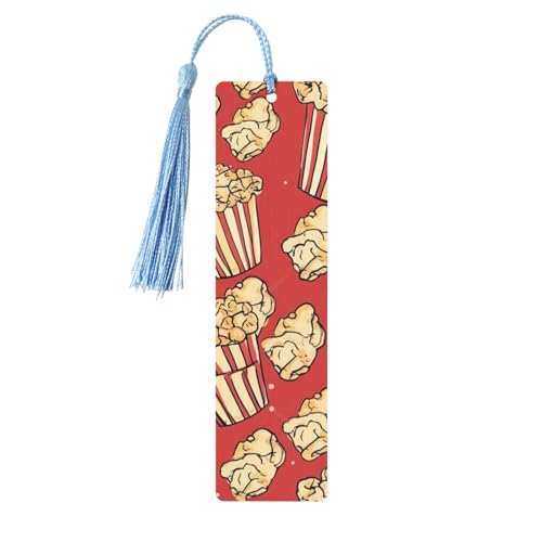 Lesezeichen-Ornament mit Popcorn-Aufdruck, Lesezeichen aus Holz mit Quaste, Lesezeichen für Buchliebhaber, Seitenmarker, Lesegeschenke für Frauen und Männer, handgefertigtes Lesezeichen-Etikett aus Lesezeichen-Ornament mit Popcorn-Aufdruck, Lesezeichen aus Holz mit Quaste, Lesezeichen für Buchliebhaber, Seitenmarker, Lesegeschenke für Frauen und Männer, handgefertigtes Lesezeichen-Etikett aus von FWJZDSP